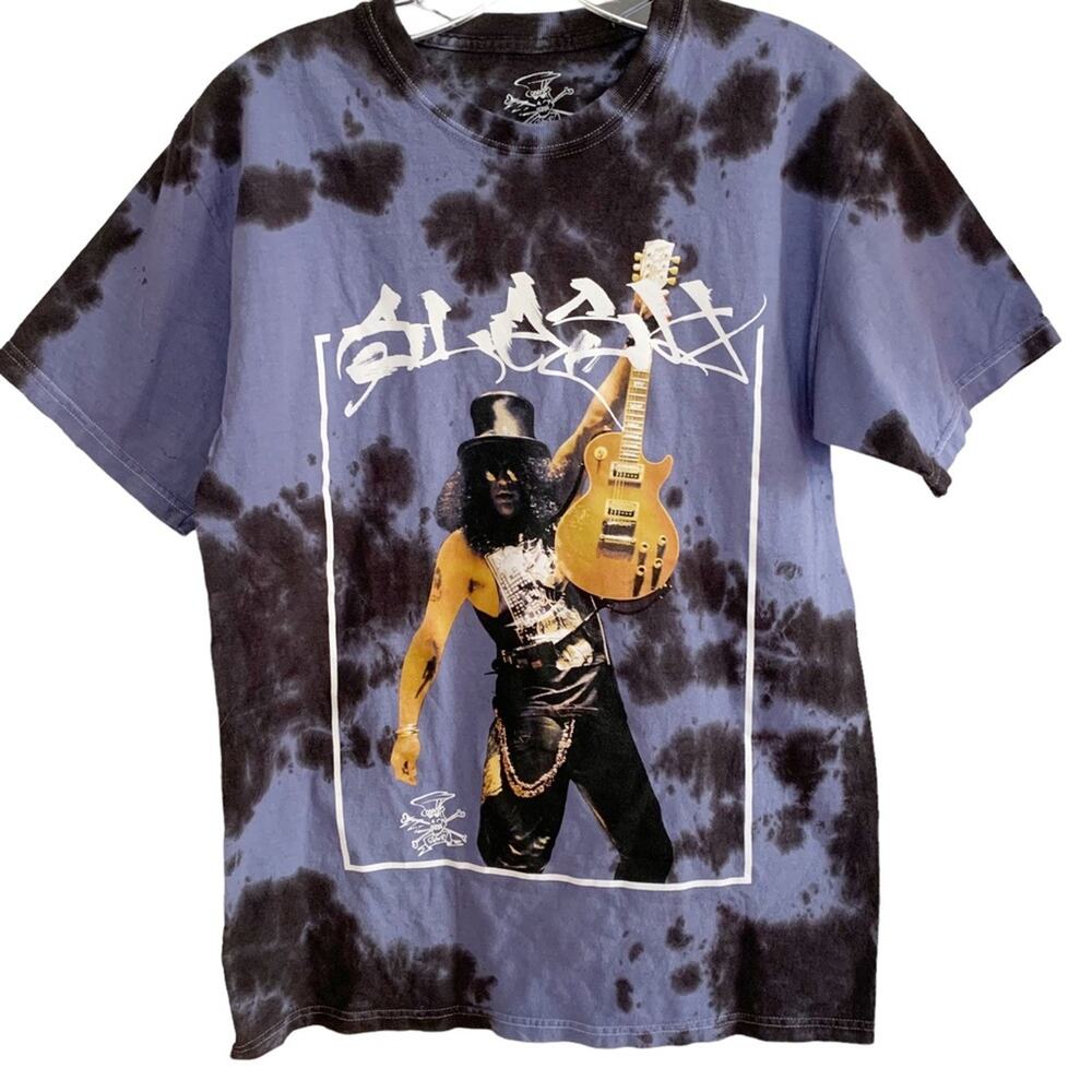 Snakepit Blue Black Tie Dye Slash Graphic Artist Tee S/M Indie Sleaze